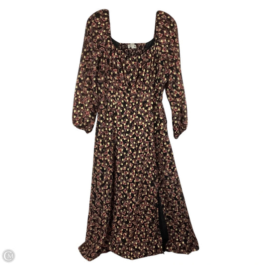 Dress Party Long By Loft In Black & Gold, Size: 6