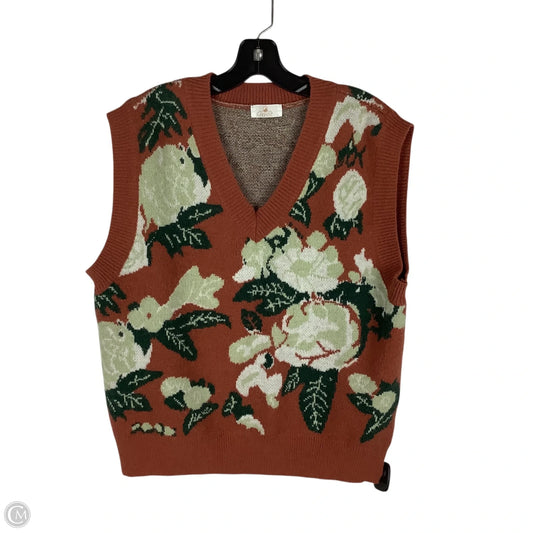 Vest Sweater By Clothes Mentor In Floral Print, Size: L