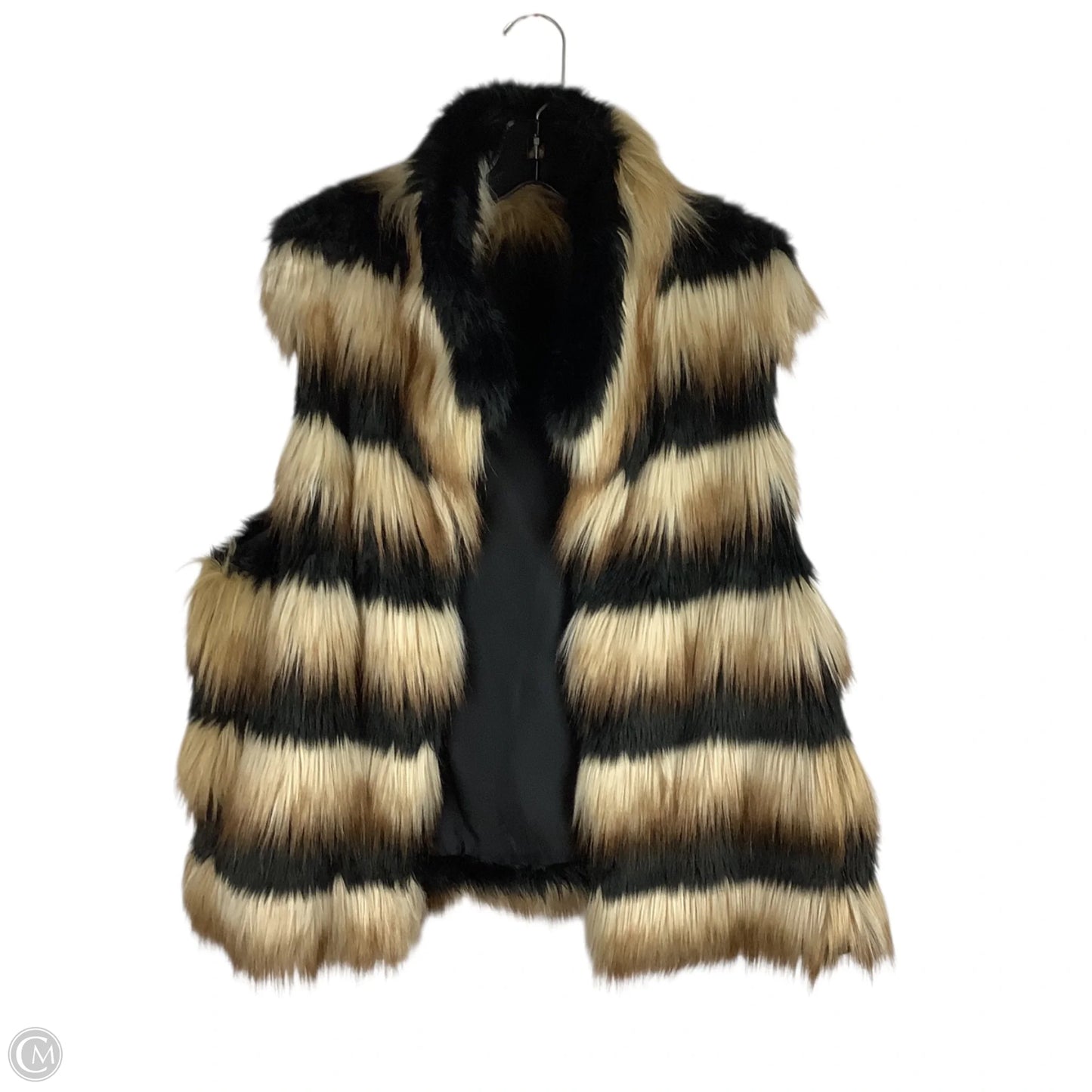 Vest Faux Fur & Sherpa By Gianni Bini In Black & Brown, Size: L