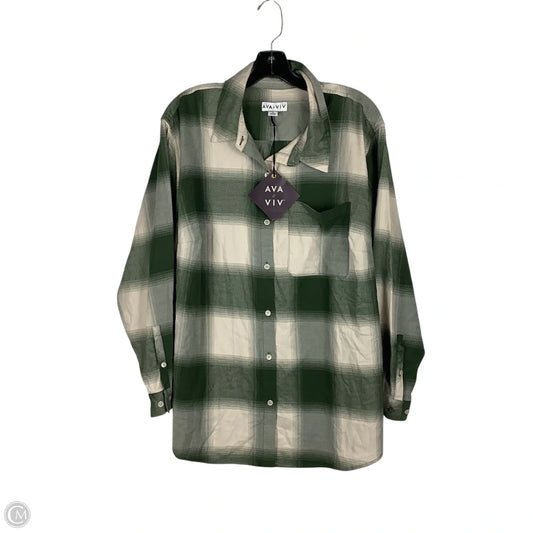 Top Long Sleeve By Ava & Viv In Plaid Pattern, Size: 1x