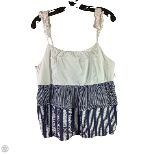 Top Sleeveless By Crown And Ivy In Blue & White, Size: L
