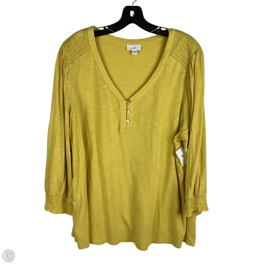 Top Long Sleeve By J. Jill In Yellow, Size: Xl