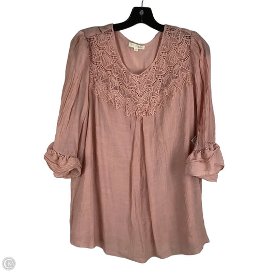 Top Short Sleeve By Figuero & Flower In Pink, Size: 2x