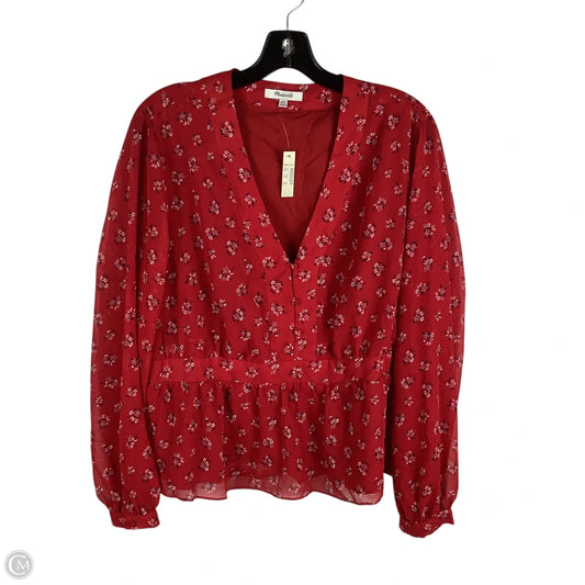Top Long Sleeve By Madewell In Red, Size: Xxl