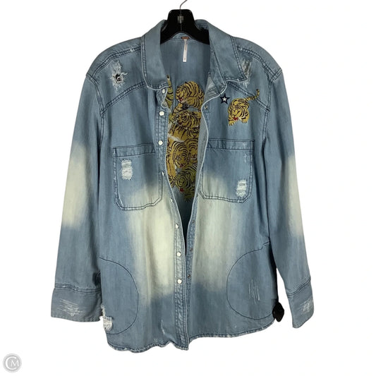 Shirt Jacket Denim By Free People In Blue Denim, Size: M