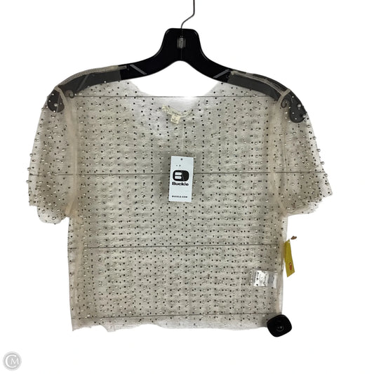 Top Short Sleeve By Endless Blu In Tan/Sheer, Size: L