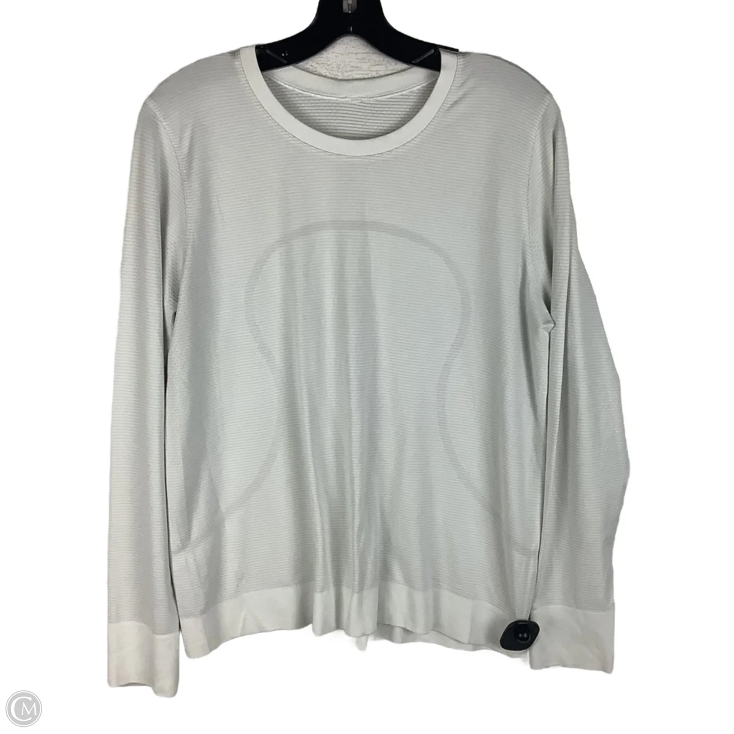 Athletic Top Long Sleeve Collar By Lululemon In Striped Pattern, Estimated Large