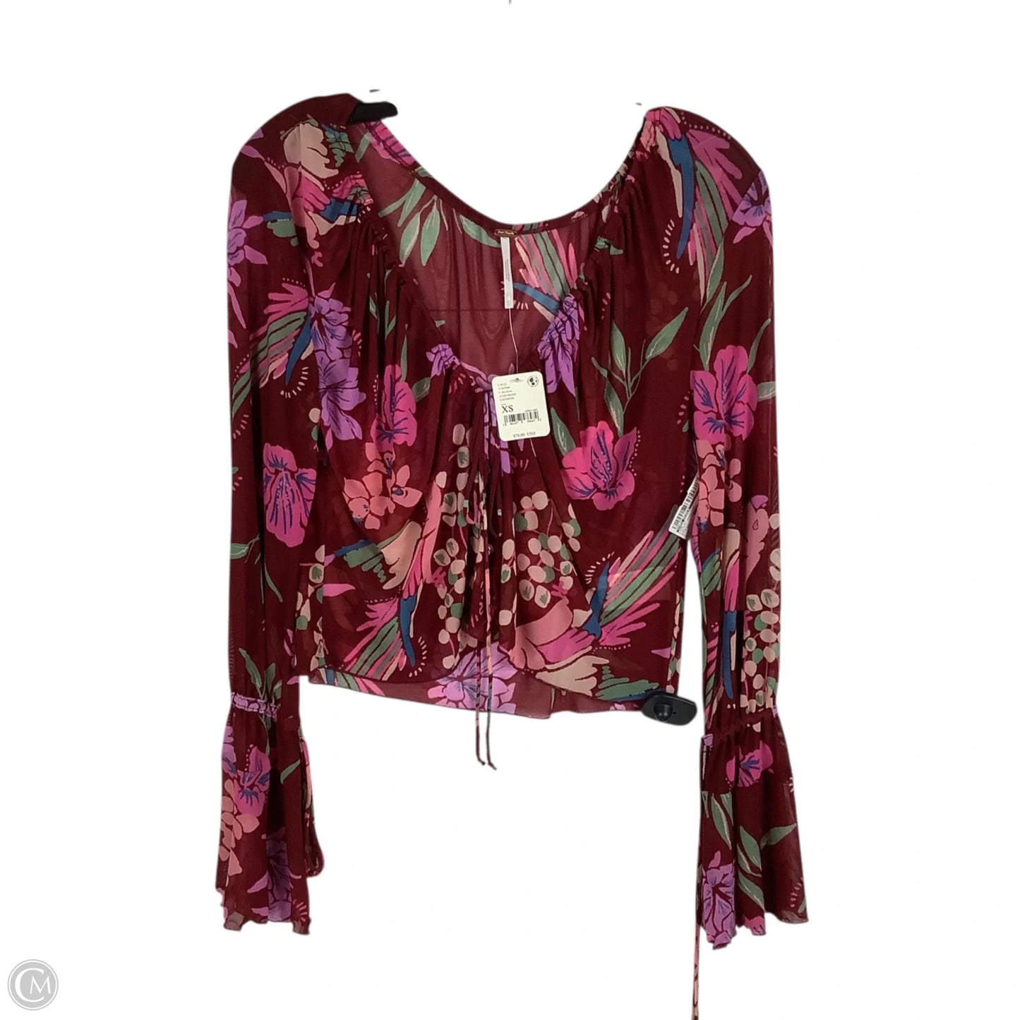 Top Long Sleeve By Free People In Floral Print, Size: Xs