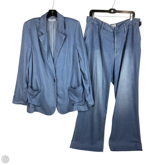 Pants Suit 2pc By Lane Bryant In Blue Denim, Size: 16