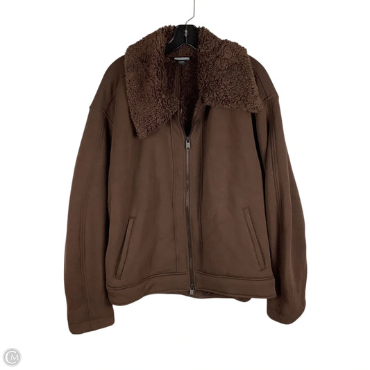 Jacket Faux Fur & Sherpa By Clothes Mentor In Brown, Size: Xl