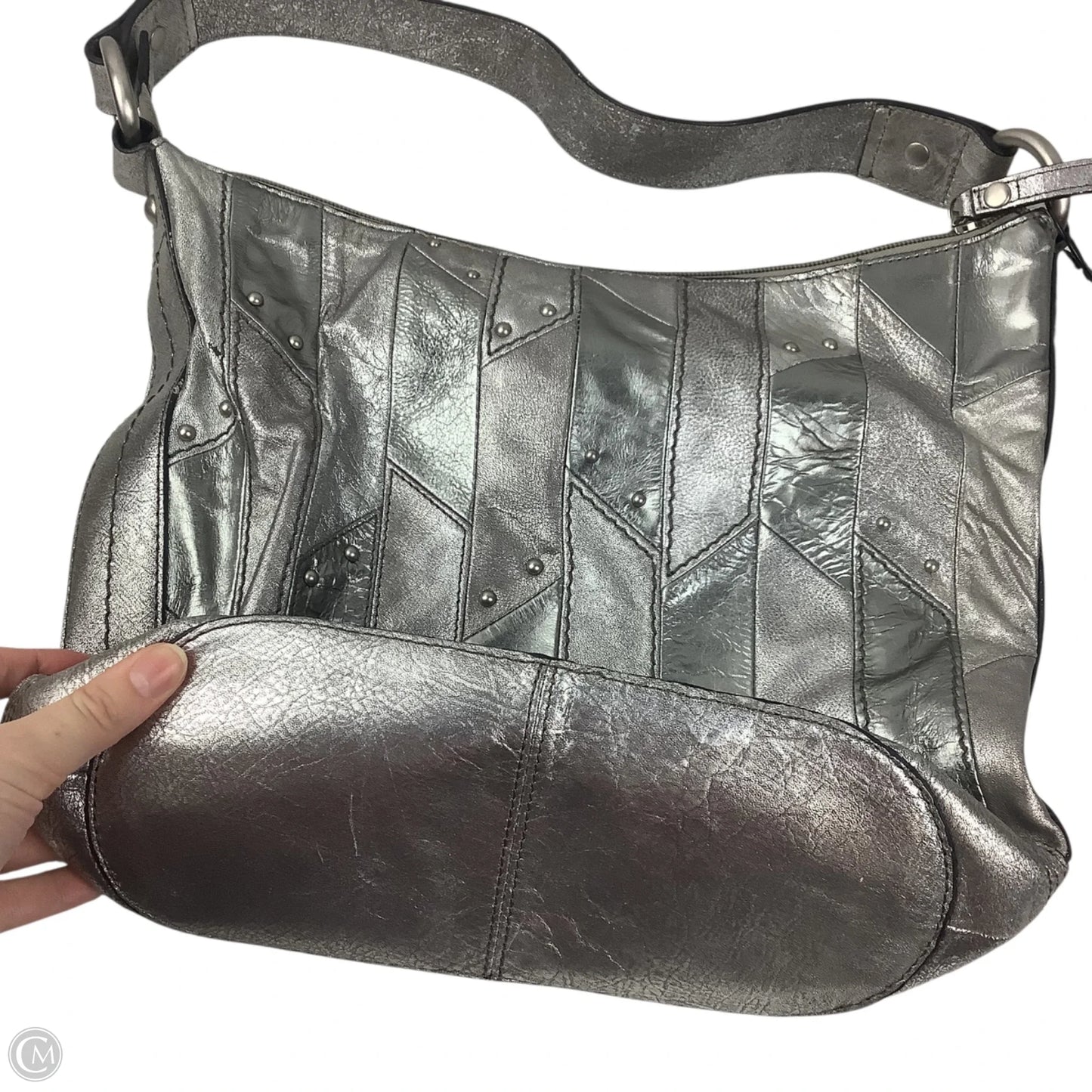 Handbag Leather By Fossil, Size: Medium