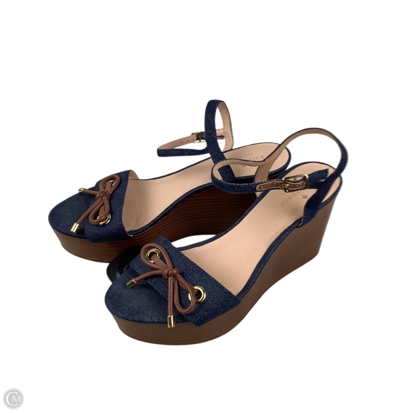 Sandals Designer By Kate Spade In Blue Denim, Size: 8
