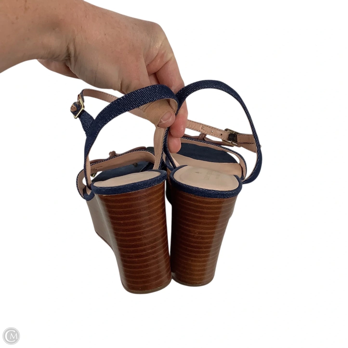 Sandals Designer By Kate Spade In Blue Denim, Size: 8