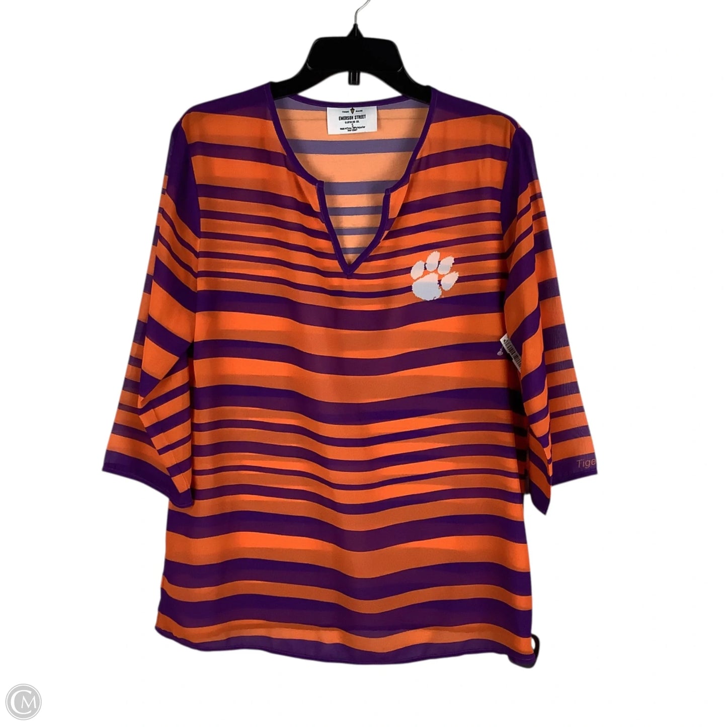 Top Long Sleeve Basic By Clothes Mentor In Orange & Purple, Size: S
