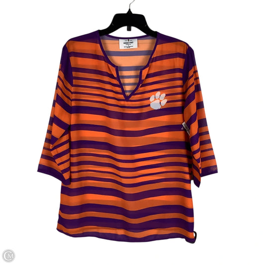 Top Long Sleeve Basic By Clothes Mentor In Orange & Purple, Size: S