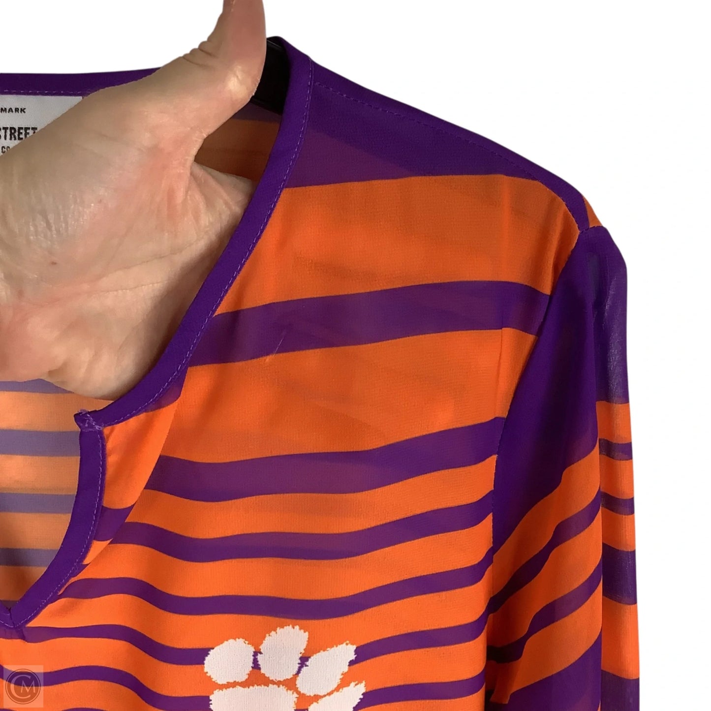 Top Long Sleeve Basic By Clothes Mentor In Orange & Purple, Size: S