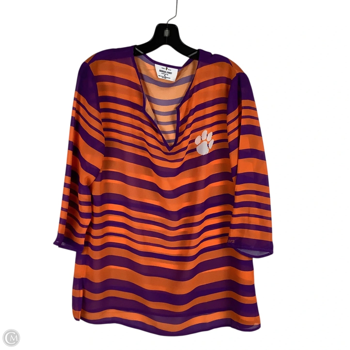 Top Long Sleeve Basic By Clothes Mentor In Orange & Purple, Size: M