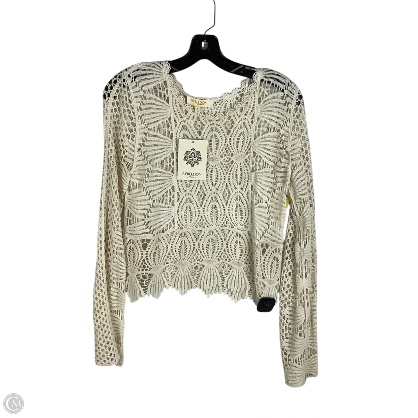 Top Long Sleeve By Rebellion In Cream, Size: S