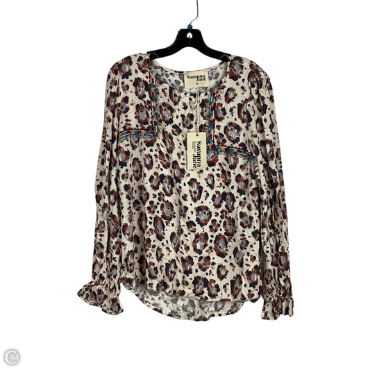 Top Long Sleeve By Savanna Jane In Animal Print, Size: M