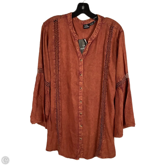 Top Long Sleeve By Clothes Mentor In Orange, Size: 2x
