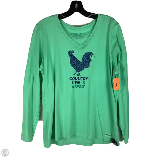 Top Long Sleeve Basic By Life Is Good In Green, Size: L