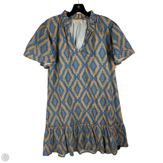 Dress Casual Short By Cmc In Blue & Cream, Size: Est. L