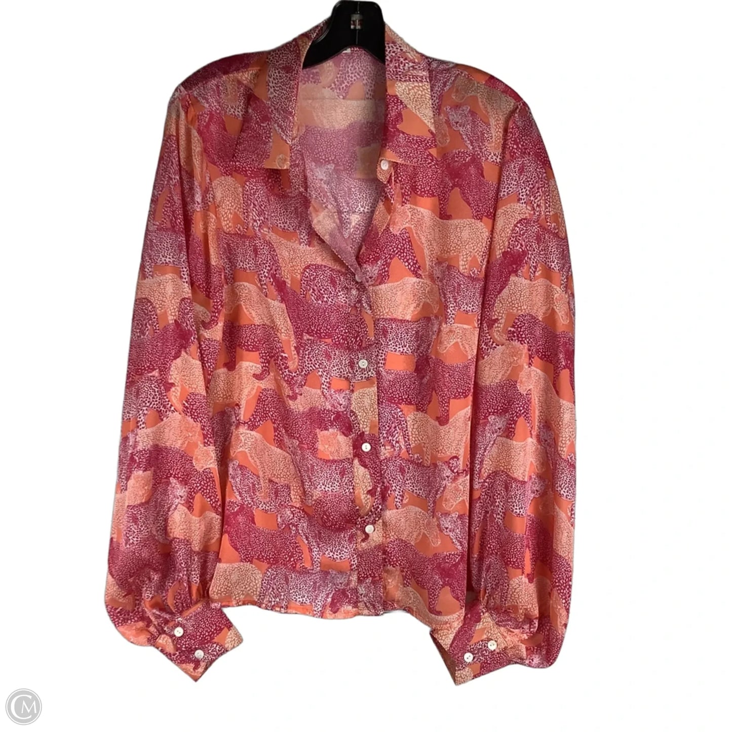 Top Long Sleeve By Molly Bracken In Orange & Pink, Size: Xl