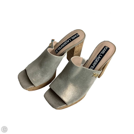Shoes Designer By Karl Lagerfeld In Gold, Size: 10