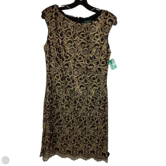 Dress Party Midi By Lauren By Ralph Lauren In Black & Gold, Size: 8