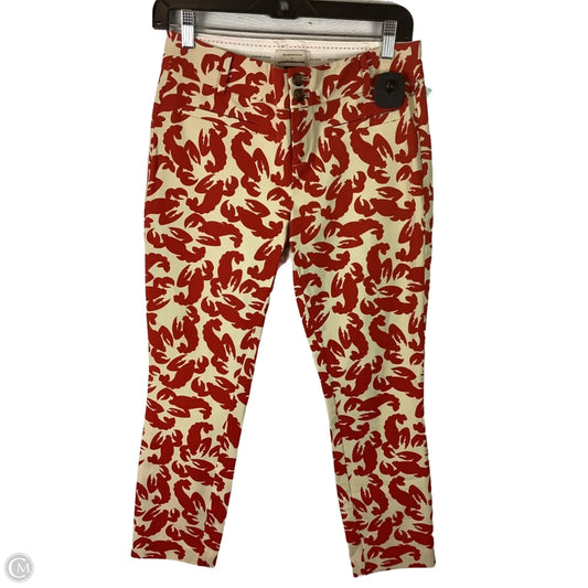 Pants Cropped By Anthropologie In Cream & Red, Size: 2