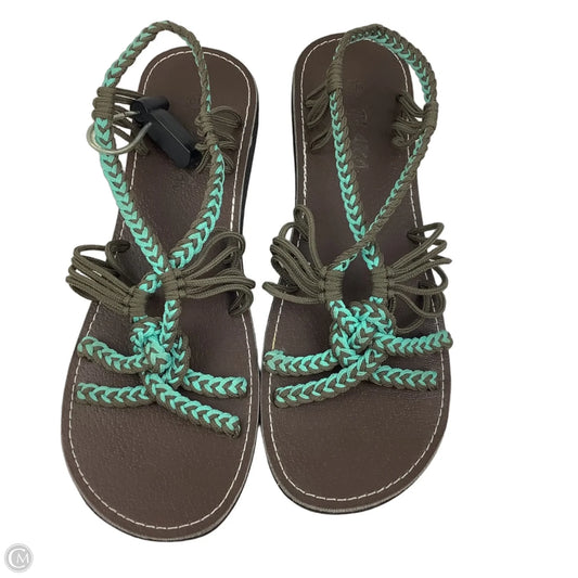 Sandals Flats By Clothes Mentor In Teal, Size: 10