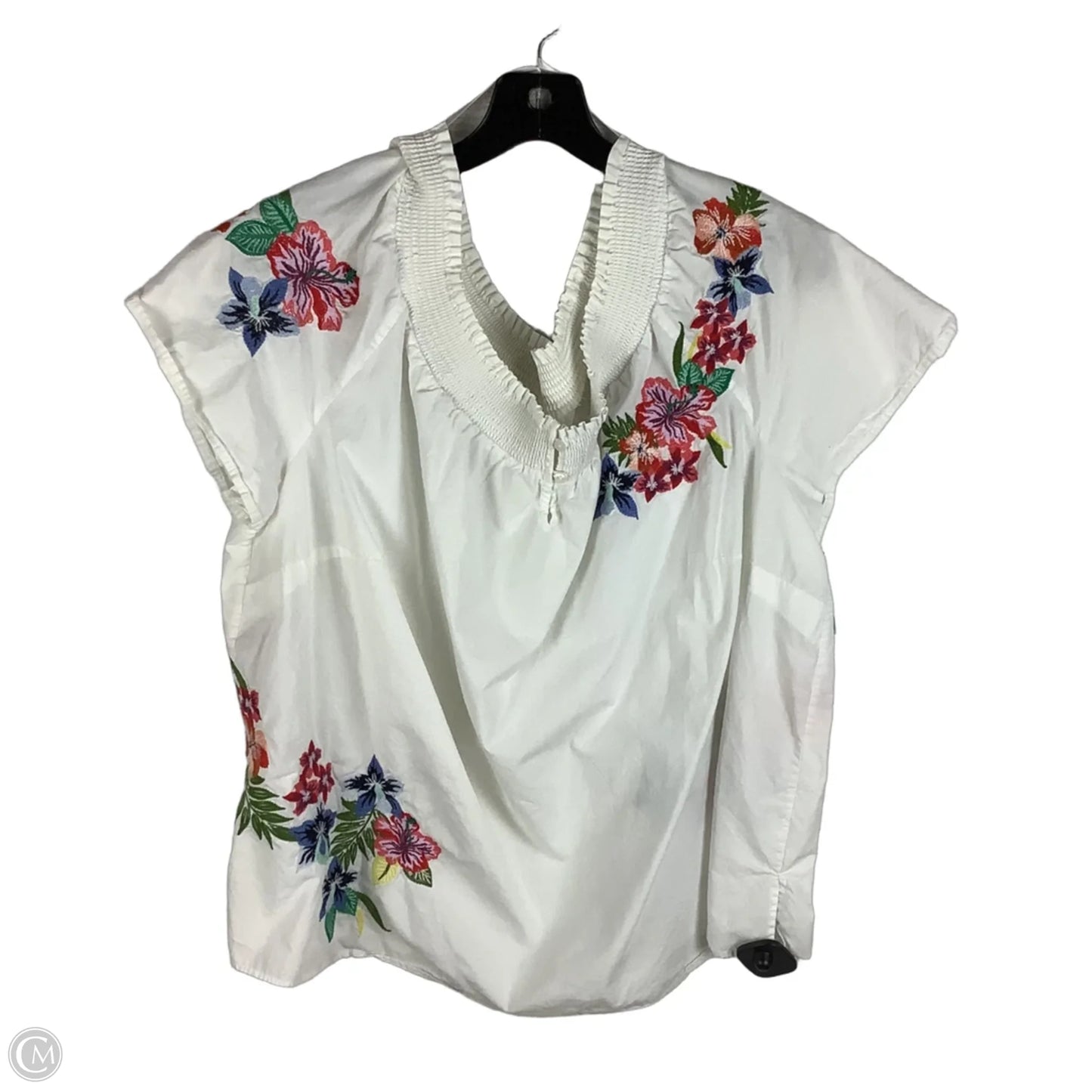 Top Short Sleeve By Talbots In White, Size: 2x