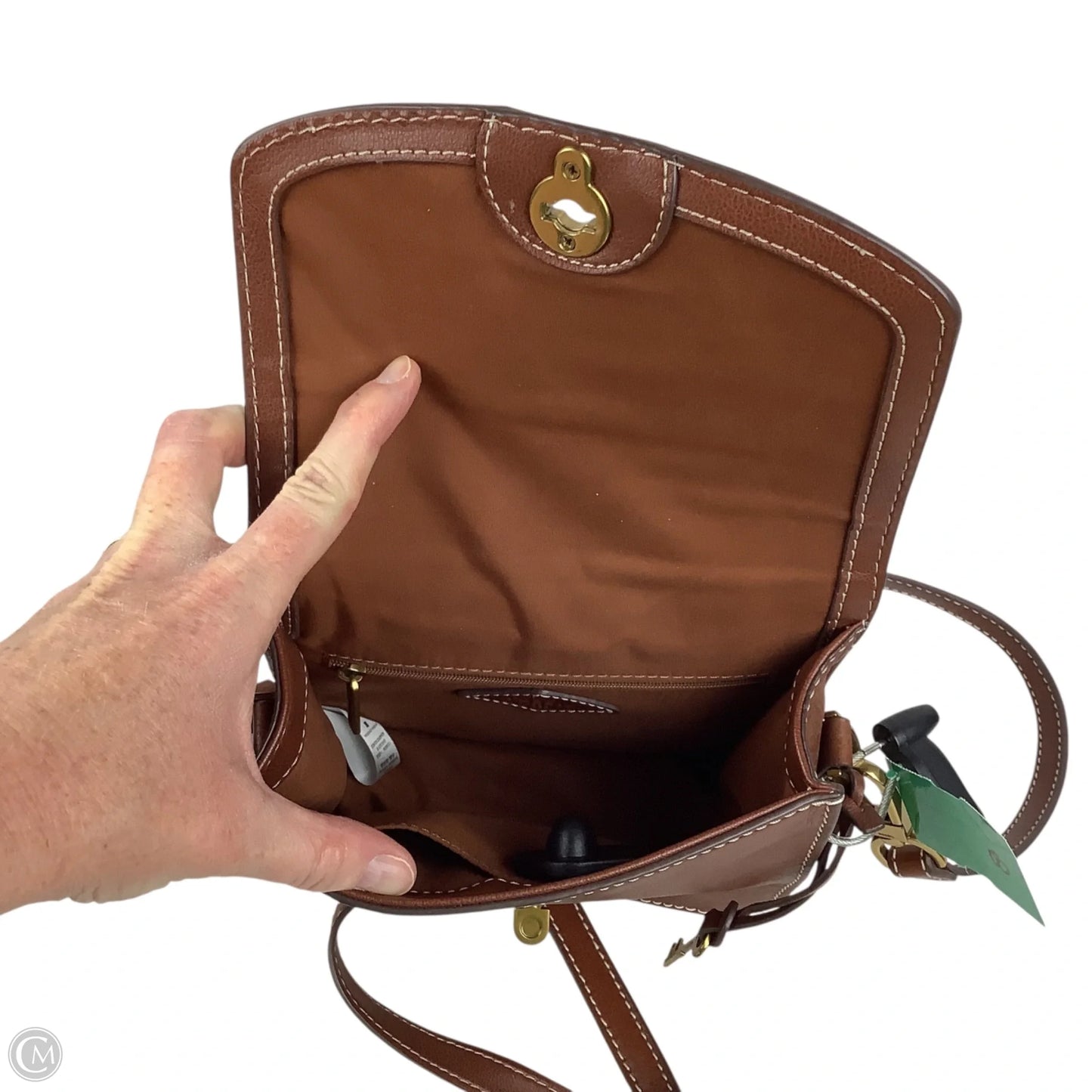 Crossbody Leather By Fossil, Size: Small