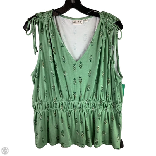 Top Sleeveless By Wonderly In Green, Size: Xl