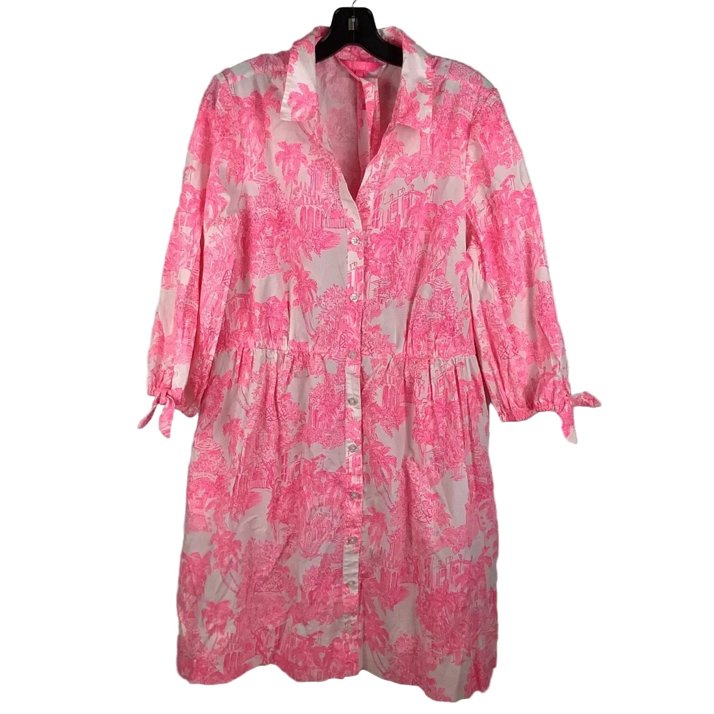 Dress Designer By Lilly Pulitzer In Pink & White, Size: 16