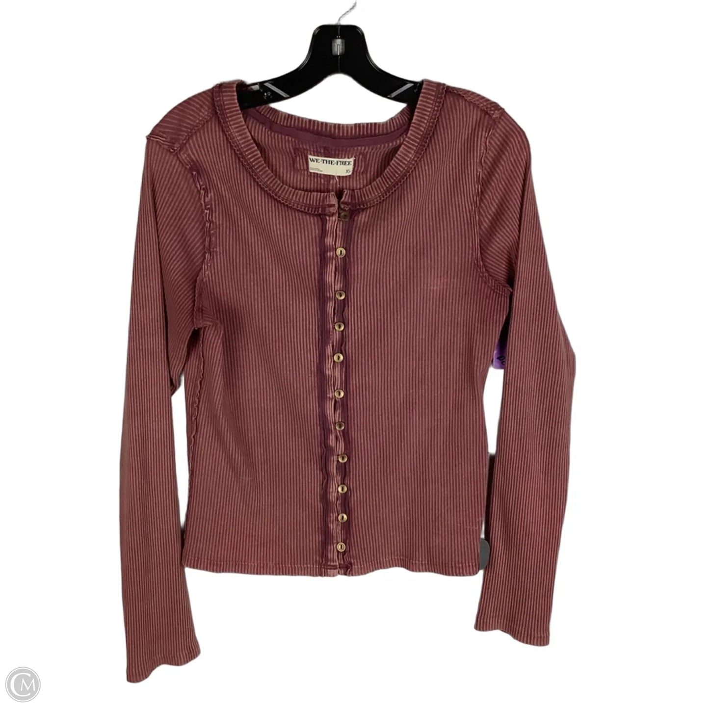 Top Long Sleeve By We The Free In Maroon, Size: Xs