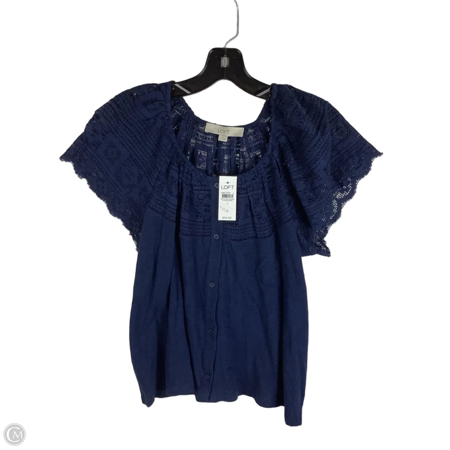Top Short Sleeve By Loft In Navy, Size: S