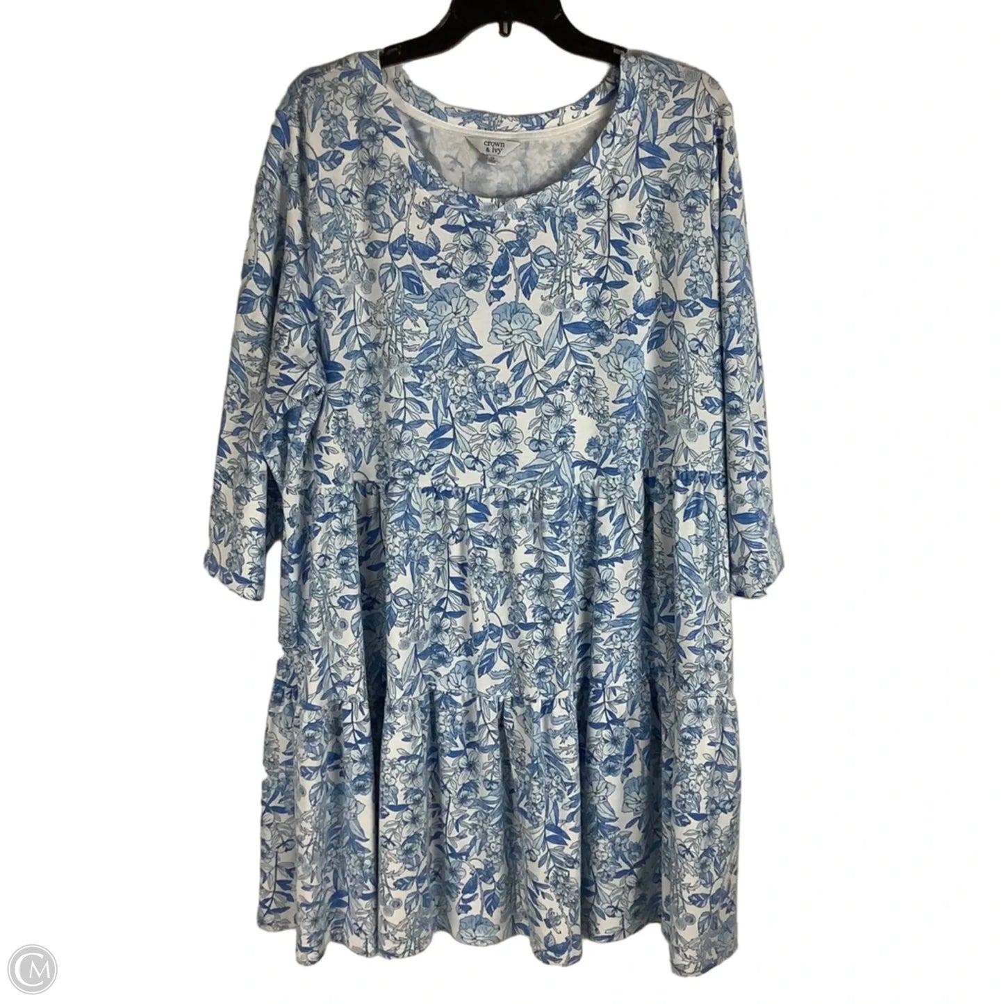 Dress Casual By Crown And Ivy In Blue & White, Size: 2x