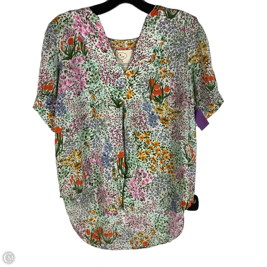 Top Short Sleeve By Anthropologie In Floral Print, Size: S