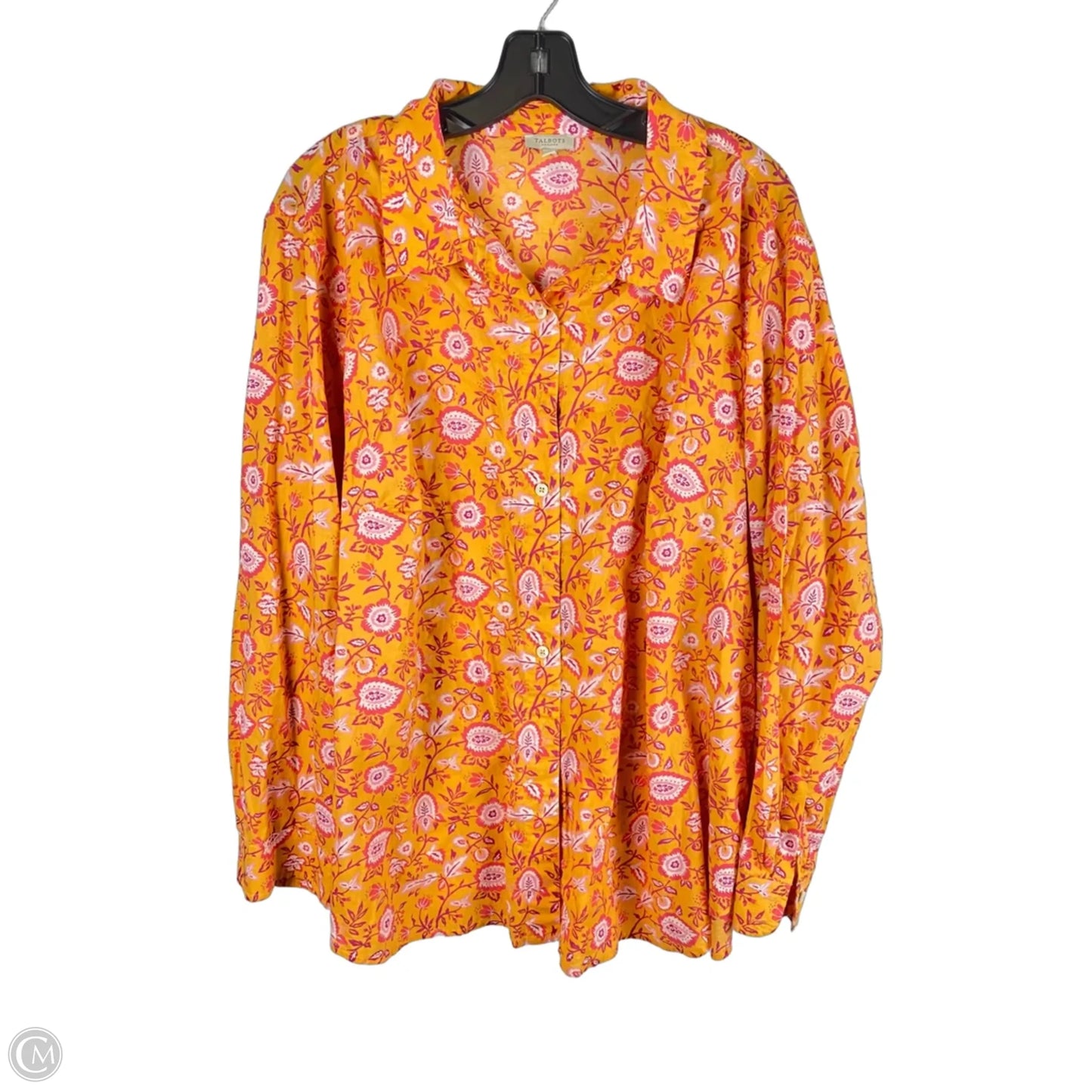 Top Long Sleeve By Talbots In Orange & Pink, Size: 3x