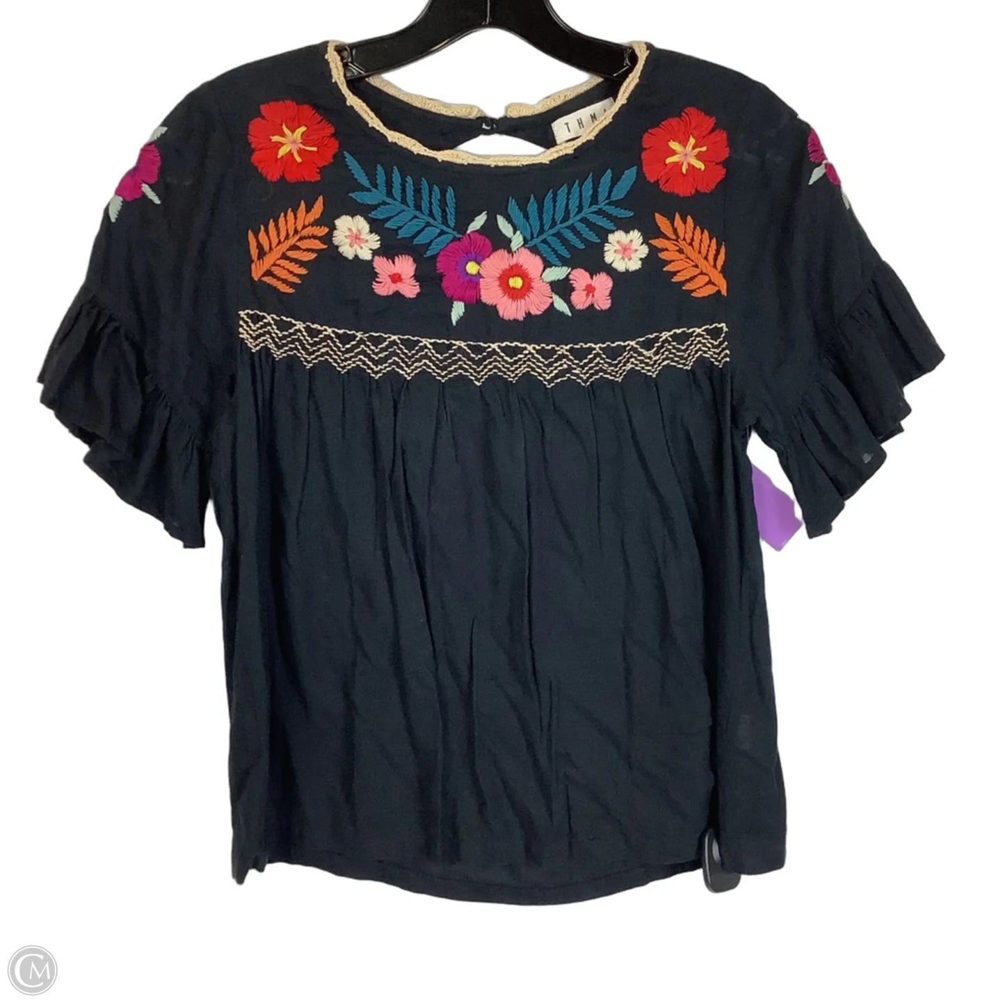 Top Short Sleeve By Thml In Black, Size: S