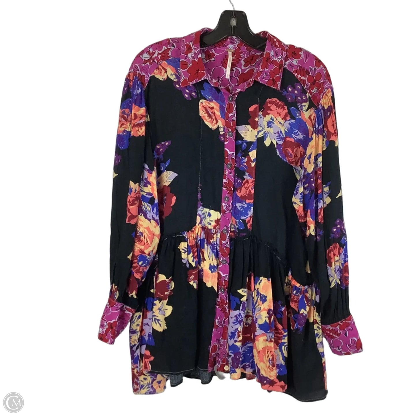 Tunic Long Sleeve By Free People In Black & Purple, Size: S