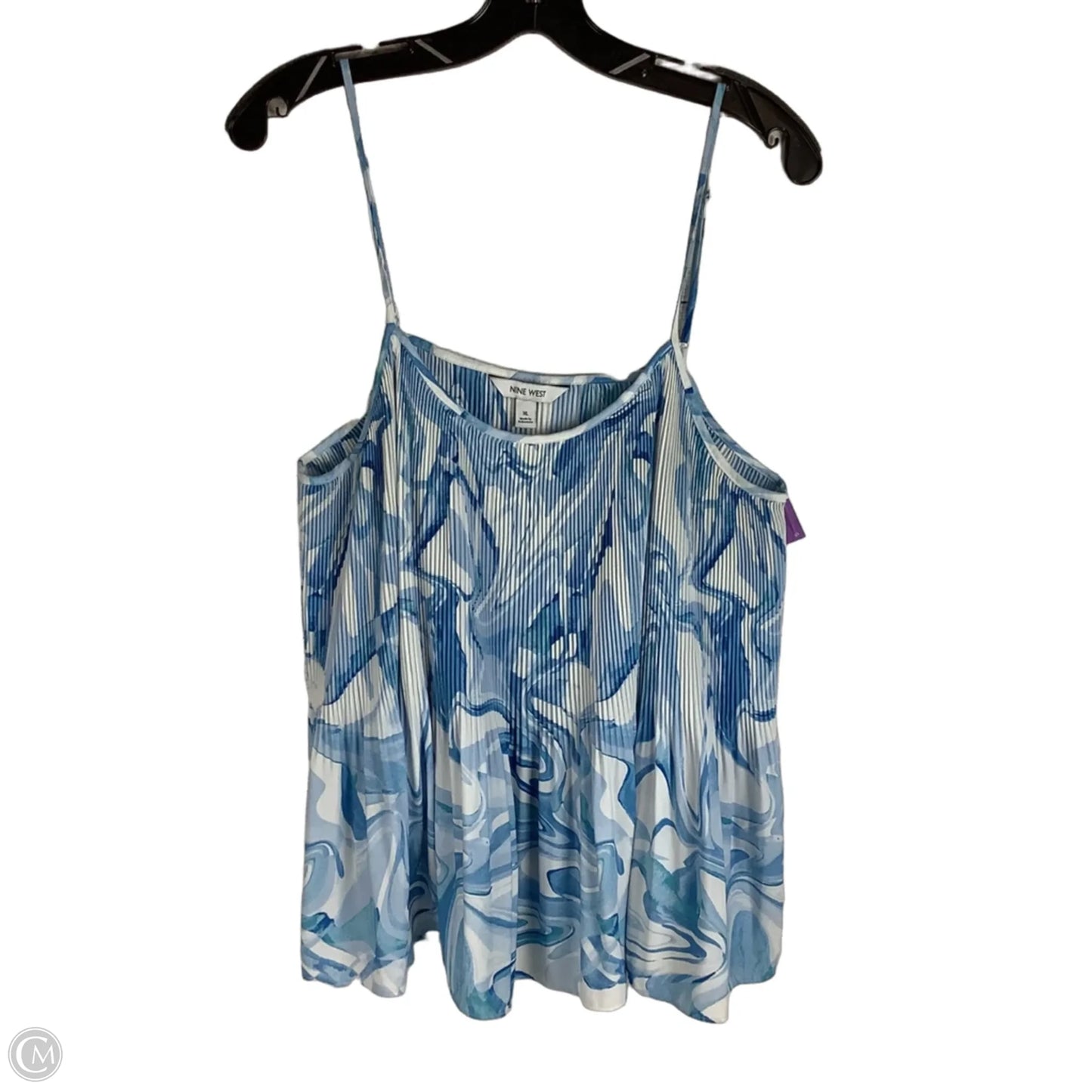 Top Sleeveless By Nine West In Blue & White, Size: Xl