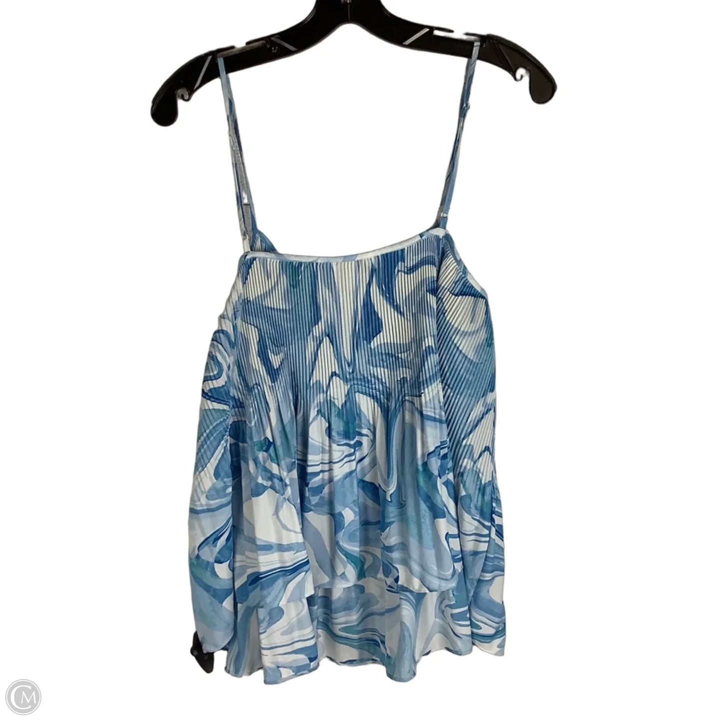 Top Sleeveless By Nine West In Blue & White, Size: Xl