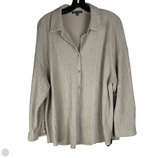 Top Long Sleeve By Adrianna Papell In Tan, Size: Xl