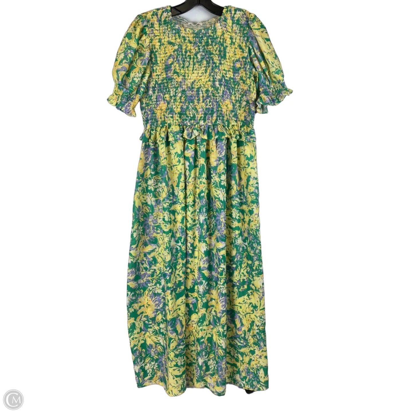 Dress Party Long By Vestique In Green & Yellow, Size: M