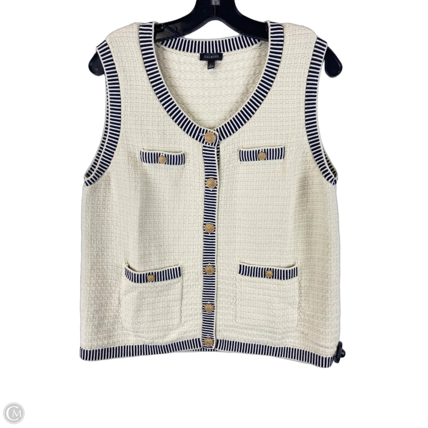 Vest Sweater By Talbots In Cream, Size: L