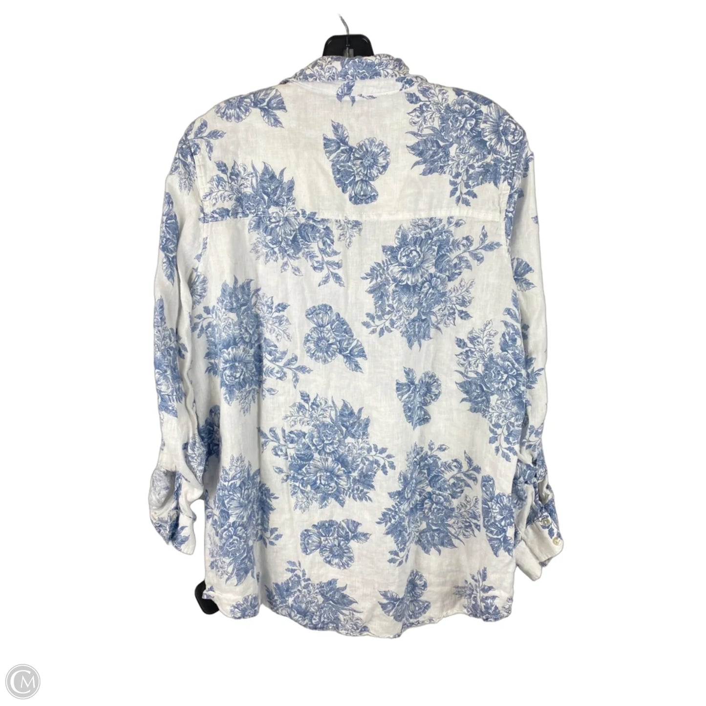 Top Long Sleeve By Rachel Zoe In Blue & White, Size: L
