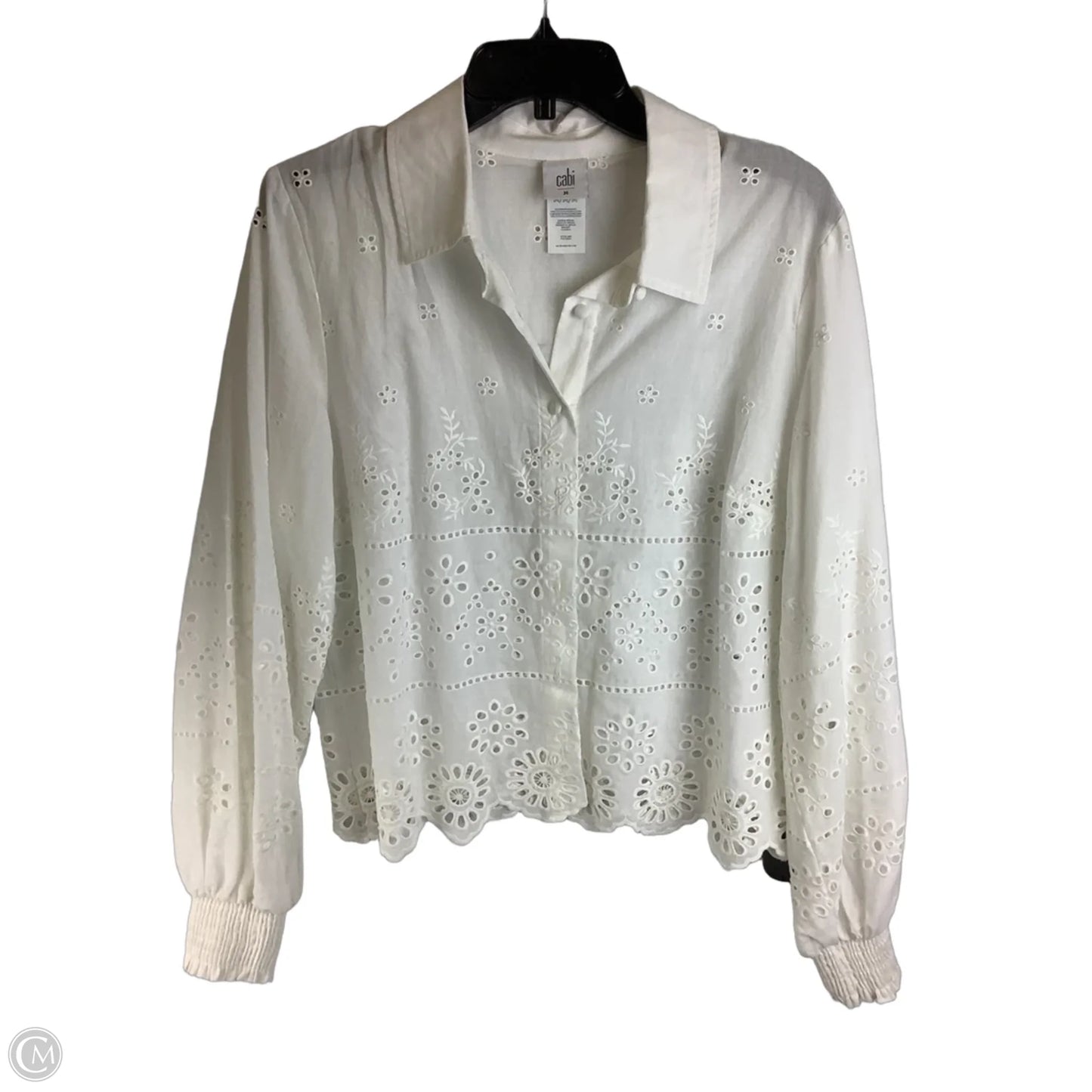 Top Long Sleeve By Cabi In White, Size: M