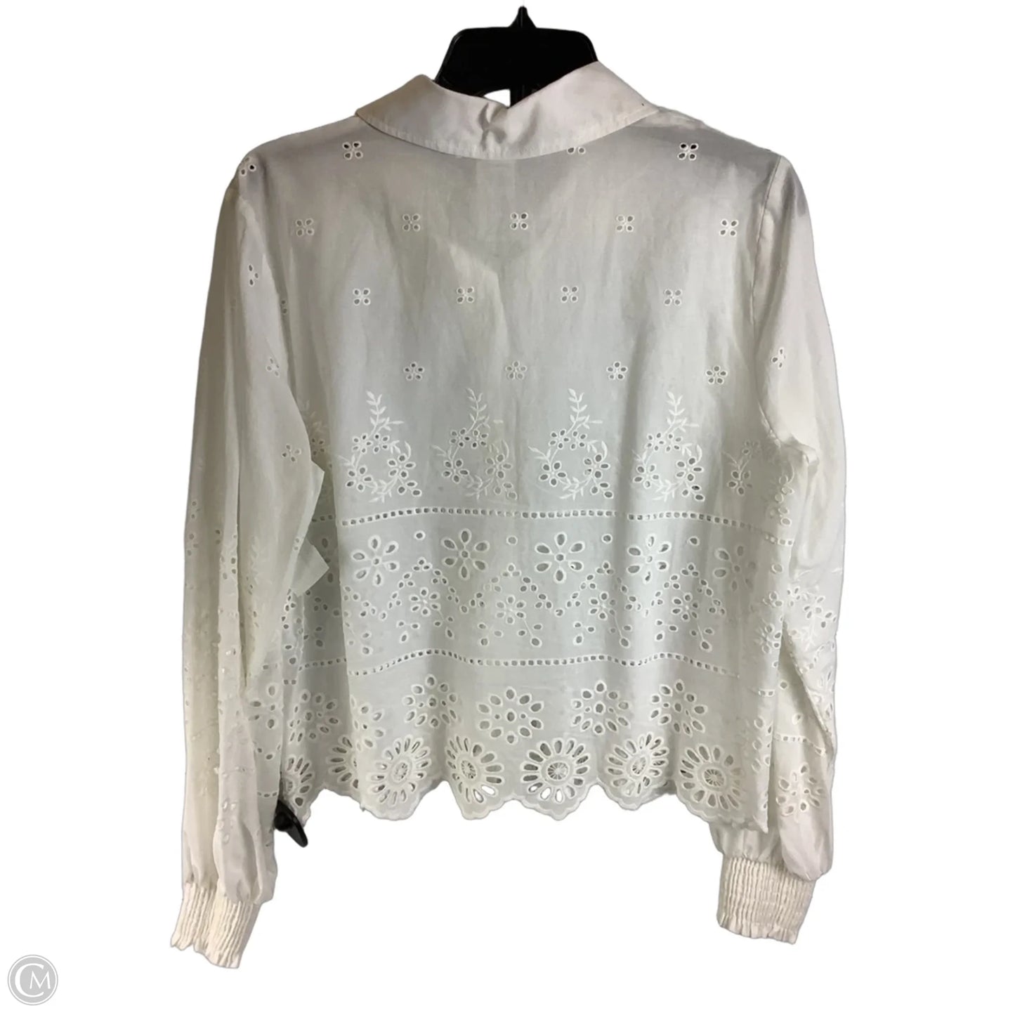 Top Long Sleeve By Cabi In White, Size: M